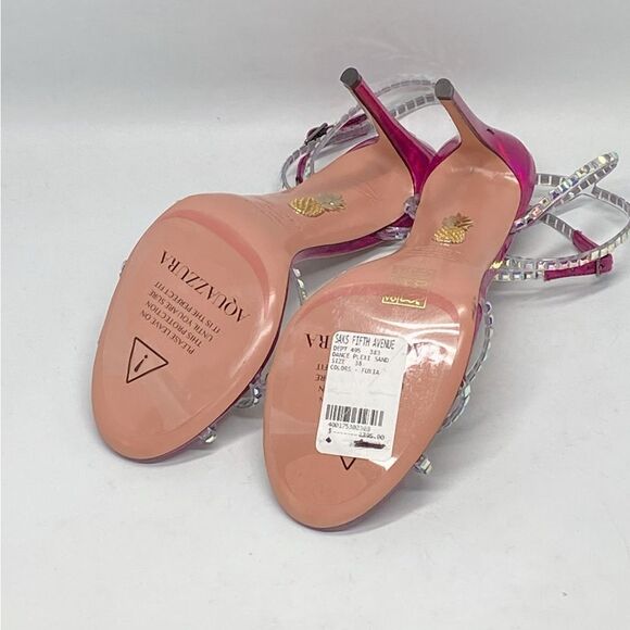 Aquazzura Dance Plexi 105 embellished PVC and iridescent leather sandals size 38 - Picture 14 of 15